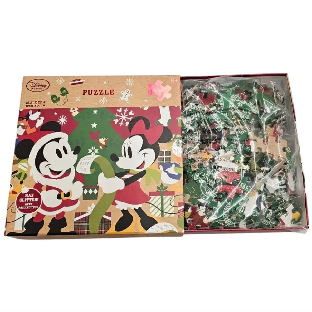 Disney Store Christmas Mickey & Minnie 500 Piece Puzzle Plastic Bag Sealed New